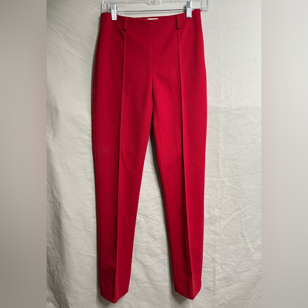 Vintage Miu Miu Italy Deep Red Womens Trousers Pants Side Zipper Pressed Crease